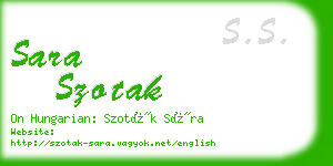 sara szotak business card